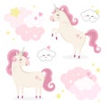 Set of cute magical unicorns.